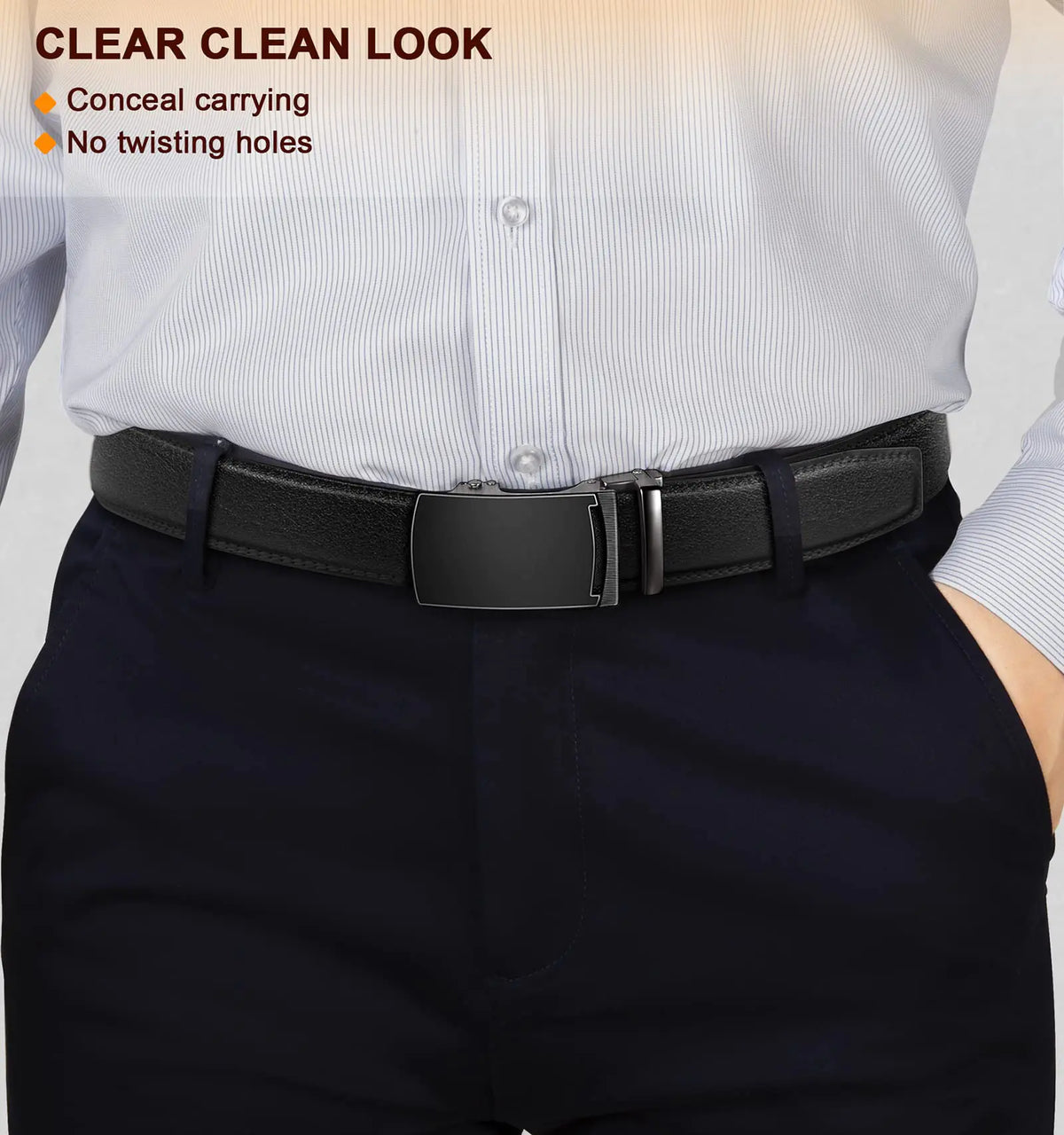 BULLIANT Men's Belt,Slide Ratchet Belt For Gift Men Dress Pant Shirt Oxfords,Trim To Fit Black847 44"-52"Waist Adjustable Rieworkes