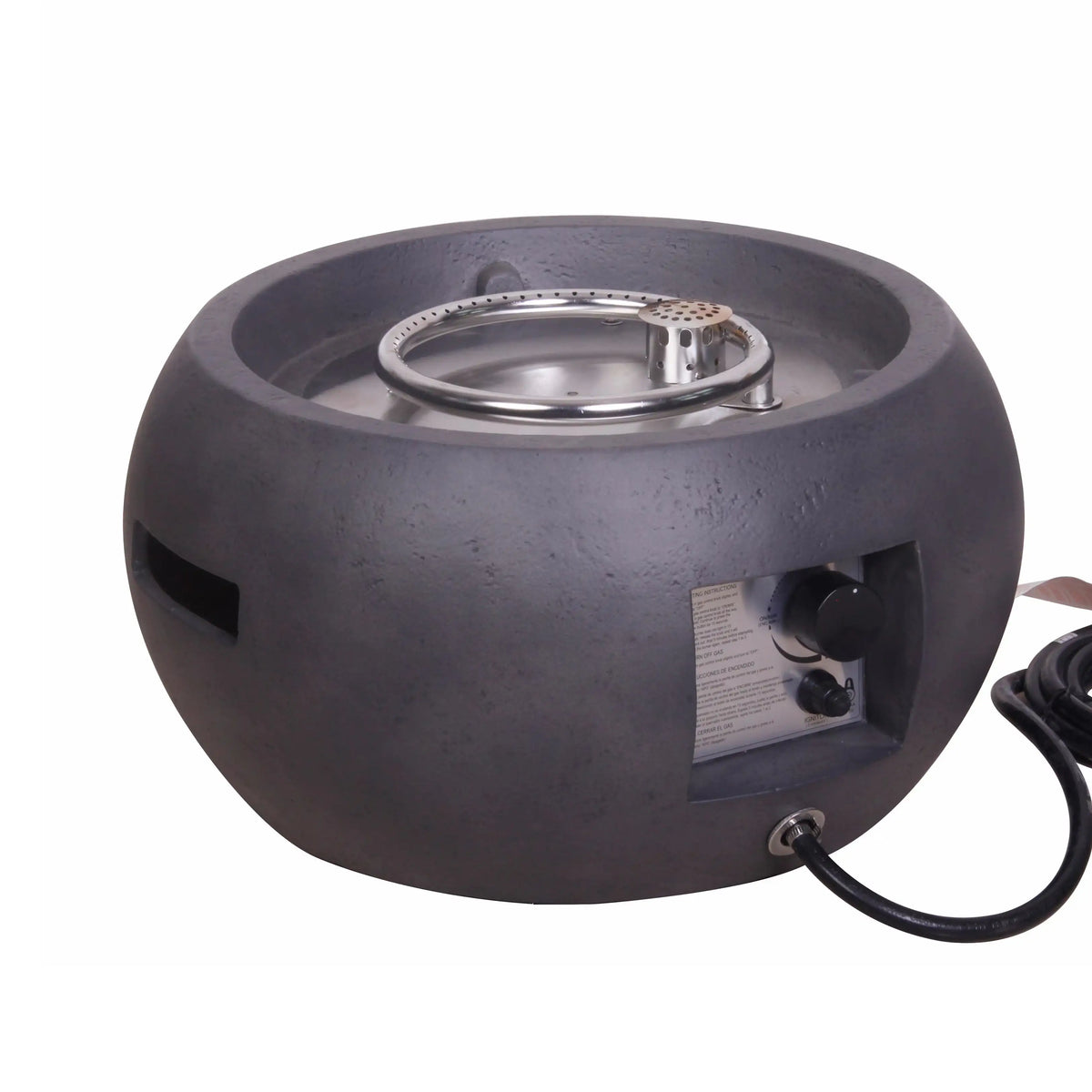 New Design Product Faux Concrete Texture Round Dark Propane Outdoor Fire Pit Mimarta