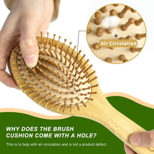 MRD Hair brush, Natural Bamboo Paddle Detangling Hairbrush, Massage Scalp Thick/Thin/Curly/Dry Hair For Women & Men Yellow Rieworkes