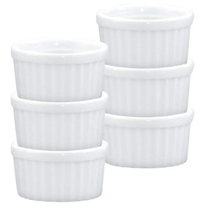 HIC Kitchen Ramekin Set Fine White Porcelain 2-Ounce Set of 6 Rieworkes