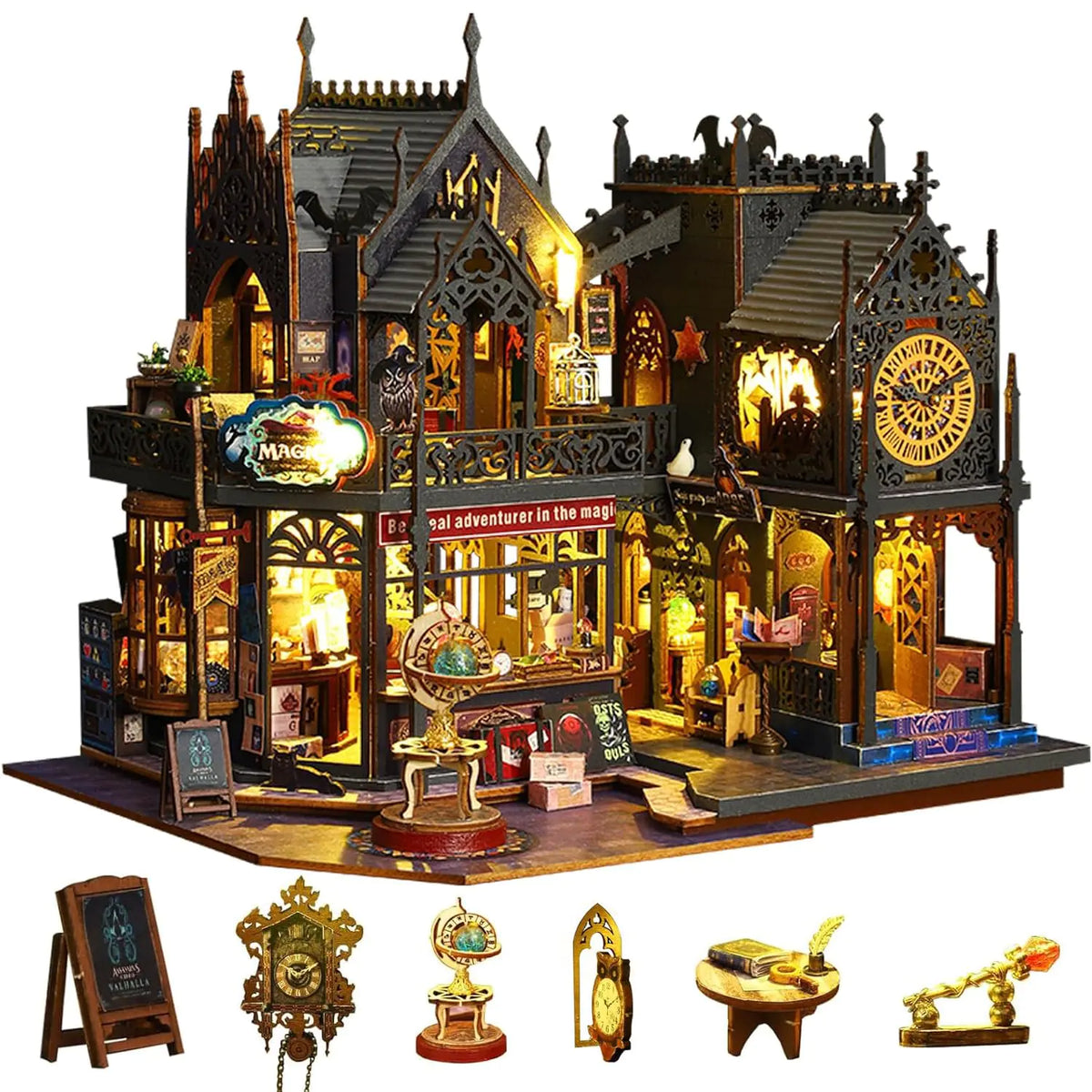 Yoyoom DIY Miniature House Kit Tiny House Kit with Dust Proof Cover & Small Tools Wooden Mini Dollhouse Kit Book Nook Kit for Teen Adult Wooden Crafts Mini Model Magic Kit Home Decor Mimarta