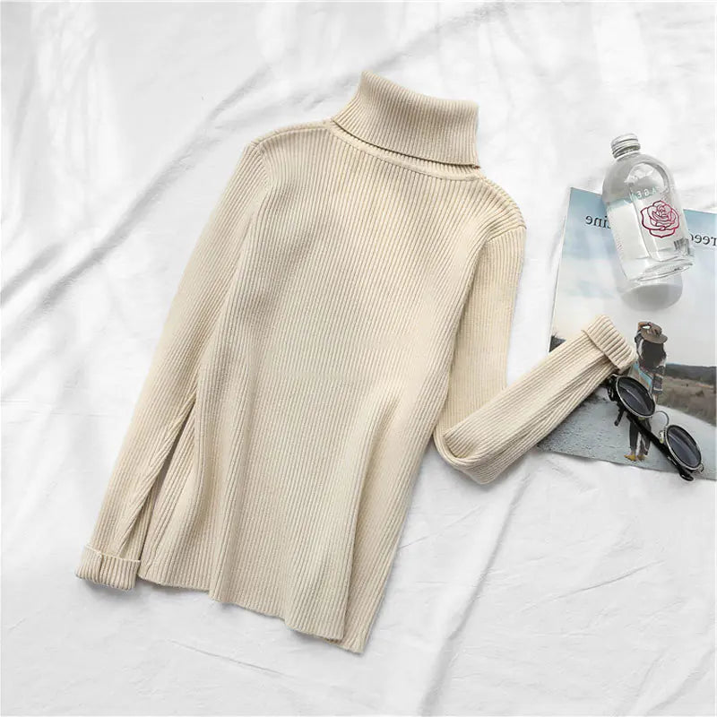 Women's Fitted Turtleneck Sweater for Fall/Winter Mimarta