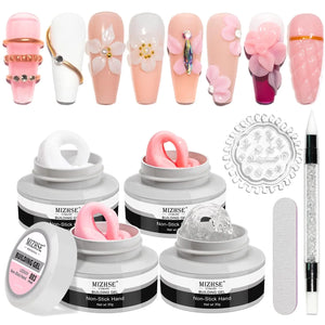 MIZHSE Solid Builder Gel, Nail Sculpture Gel Non-Sticky 4 Colors Nude Clear White Pink Hard Builder Gel Nails UV LED Nail Extension Gel For Nail Salon Home Manicure C-Classic Colors * 4 Rieworkes