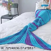 Striped Mermaid Blanket for Office and Living Room Rieworkes