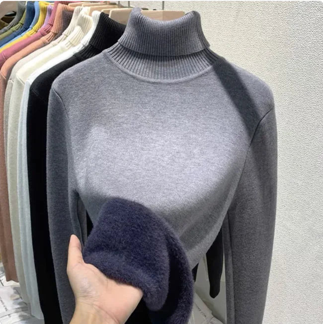Cozy Velvet Art Retro Turtleneck Pullover Sweater Rieworkes