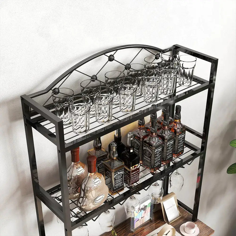 Tall Wine Holder Stand With Wine Glass Holder Rieworkes