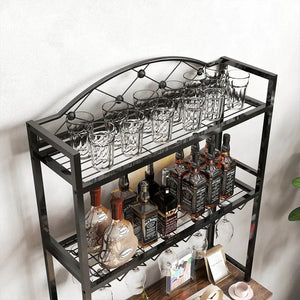Tall Wine Holder Stand With Wine Glass Holder Rieworkes
