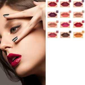 12Pcs Women Waterproof Lipstick Long Lasting Matte Lip Liner Pencil Lip Pen Set Rieworkes