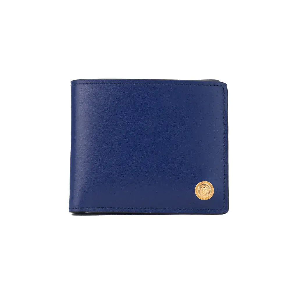 Versace Navy Smooth Leather Medusa Bifold Wallet Mimarta
