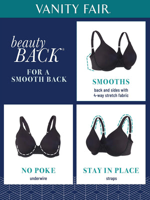Vanity Fair Women's Full Figure Beauty Back Smoothing Bra, 4 Way Stretch Fabric, Lightly Lined Cups Up to H Underwire Underwire - White 34G Rieworkes