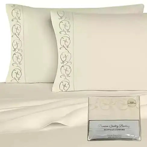 Victoria Embroidered 4 Pc Microfiber 1800 TC Sheets Set Rieworkes