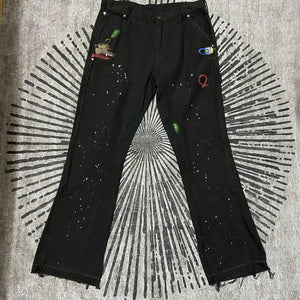 Women's Casual Loose Tooling Printed Bouquet Foot Pants Rieworkes