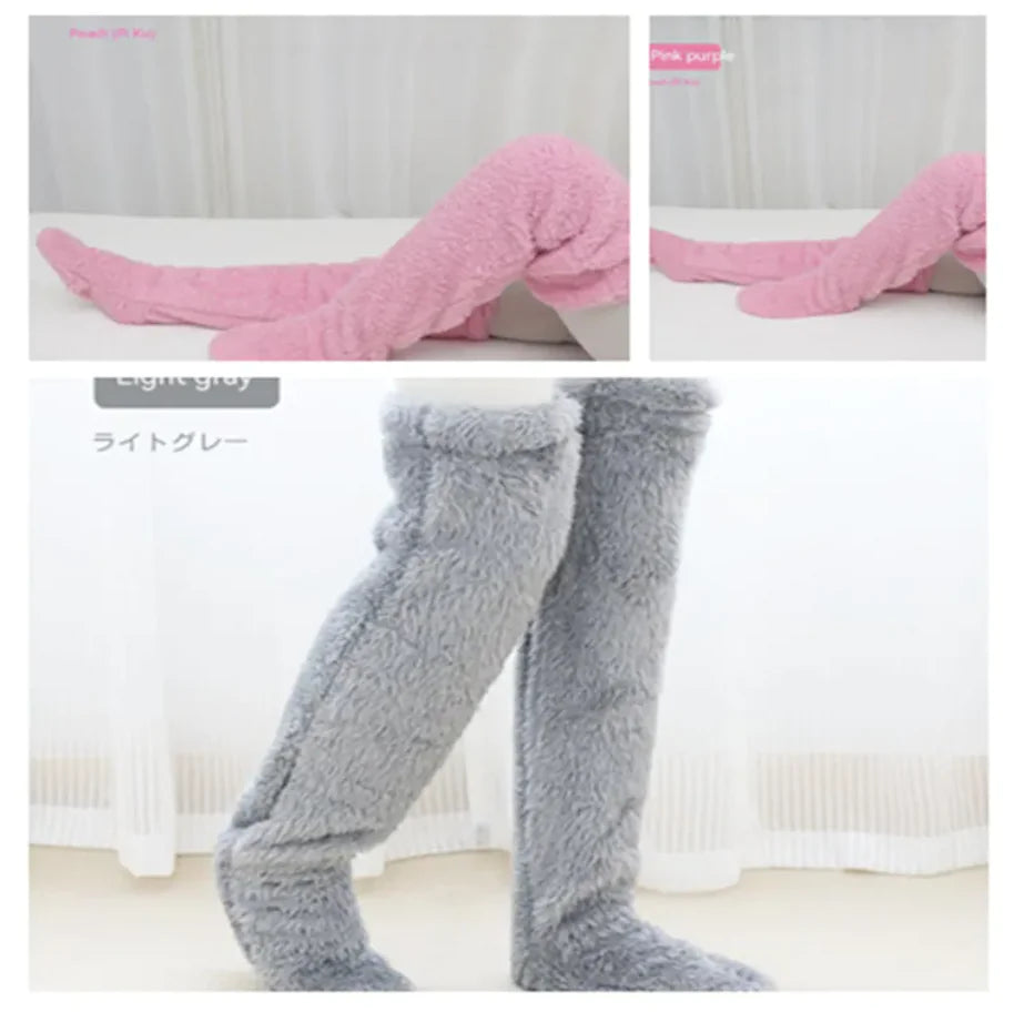 Fuzzy Over Knee High Winter Warm Socks Rieworkes