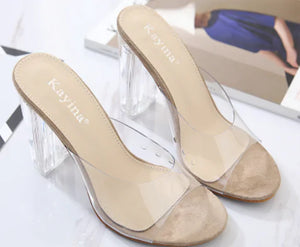 Jelly Crystal Leopard Open Toed High Heels Rieworkes