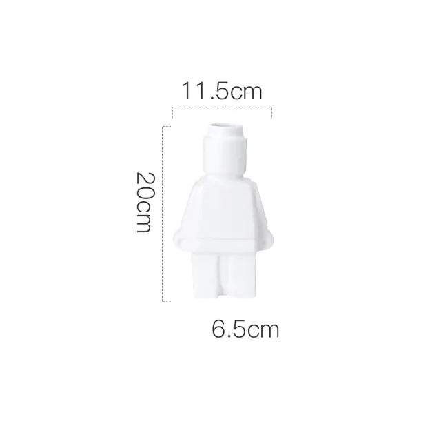 Creative Ceramic Robot Vase Modern Decor Home Desktop Small Robot Upright Dried Flower Vase Living Room Decoration Accessories Rieworkes