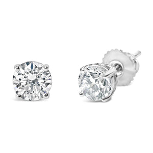 IGI Certified 14K White Gold 1 1/2 Cttw Round Diamond Solitaire Stud Earrings with Screwbacks (F-G Color, I1-I2 Clarity) Rieworkes