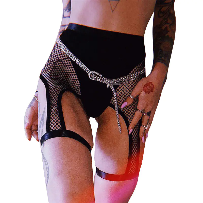 High-Waisted Sheer Panel Leggings with Cutouts Mimarta