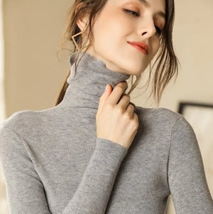 Women's Fitted Cashmere Turtleneck Sweater (Fall/Winter) Mimarta