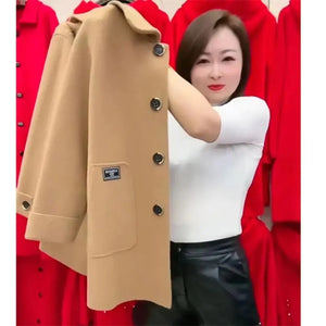 Women's Mid-Length Warm Wool Blend Coat for Fall/Winter Mimarta