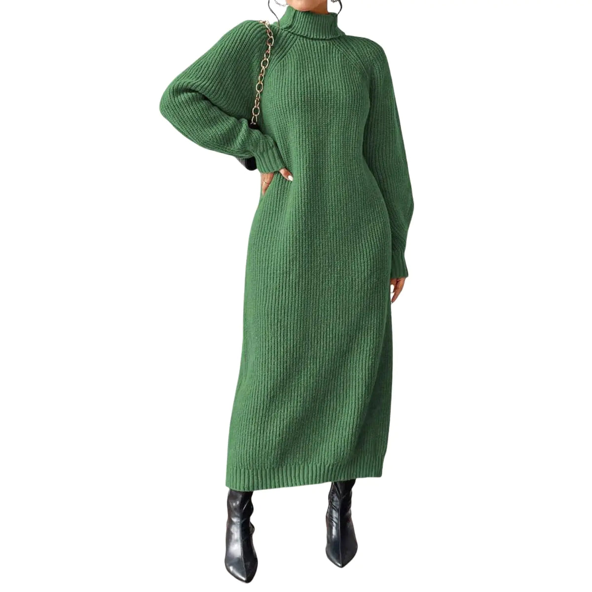LIGHT DOT Womens Winter Sweater Oversized Long Sleeve Knitwear Dress Loose Pullover Maxi Bell Sweater Dress (Green M) Mimarta