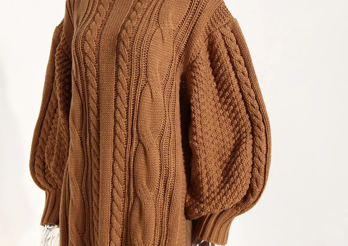 Women's Stand Collar Lantern Sleeve Sweater Rieworkes