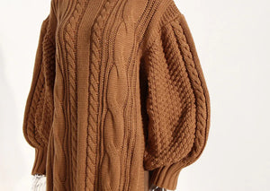 Women's Stand Collar Lantern Sleeve Sweater Rieworkes