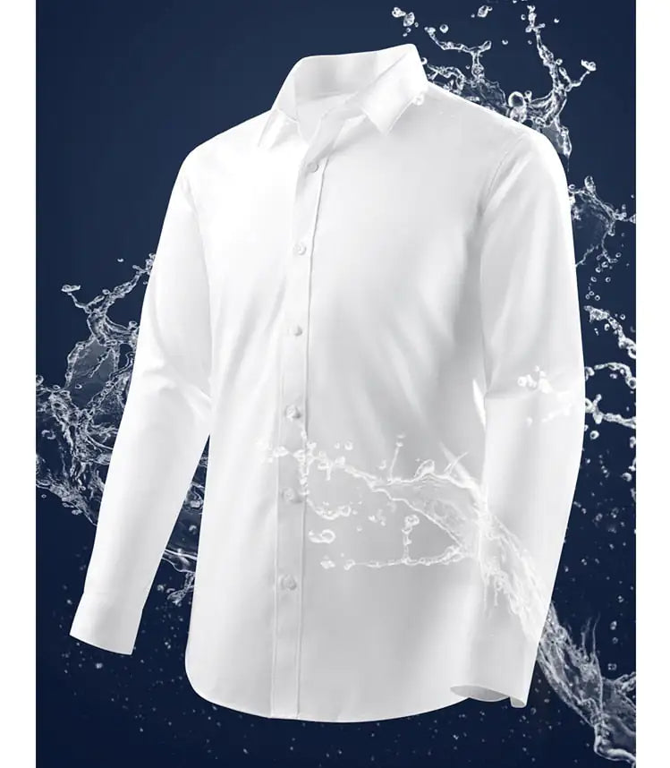 Oil Stain Proof Waterproof Hydrophobic Men Short Sleeve Business White Shirt Rieworkes