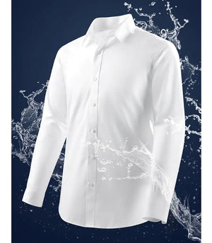 Oil Stain Proof Waterproof Hydrophobic Men Short Sleeve Business White Shirt Rieworkes