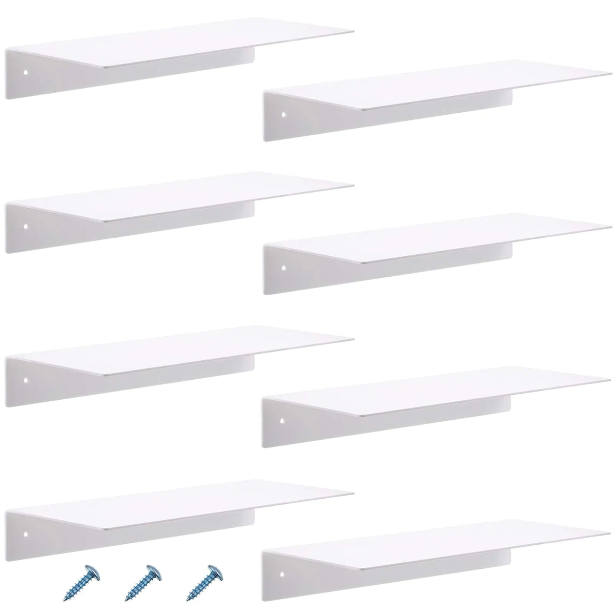 Blulu 8 Pieces Acrylic Floating Shelf Invisible Wall Mounted Shelf for Book Photo Picture Makeup Record Display in Living Room Bathroom Bedroom Kitchen Office(White 14 x 5 x 2 Inches) Mimarta