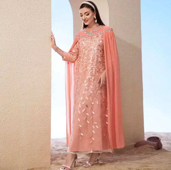Mesh Embroidery Fashion Cloak Two-Piece Look Dress Rieworkes