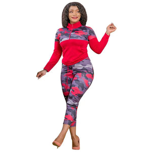 Winter Camouflage Print Knit Fashion Women's Set Mimarta