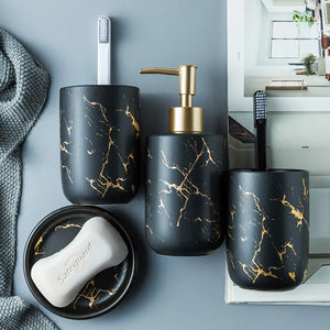 Nordic Luxury Marble Ceramic Bathroom Set (5 Pieces) Mimarta