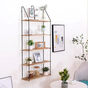 Gardenia Floating Shelf With Metal Brackets, Wall Mounted Rustic Wood Wall Storage, Decorative Hanging Display For Trophy Mimarta