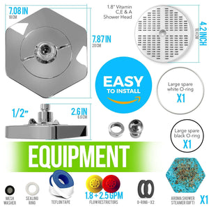 Luxury Filtered Shower Head High Pressure Rain Showerhead with Vitamin C E A Rieworkes
