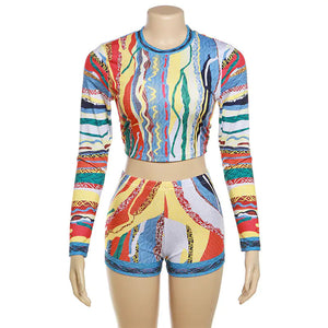 Long Sleeve Printed Mini Short Rieworkes