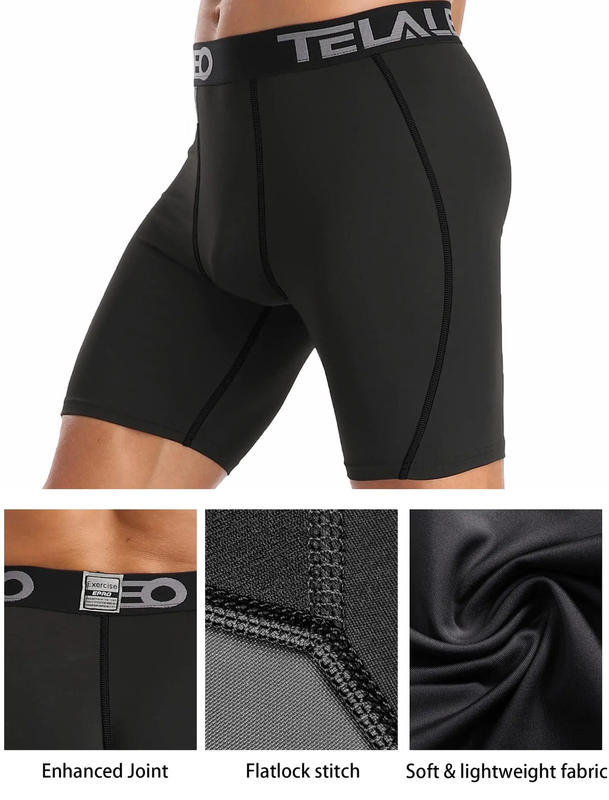 TELALEO 5/6 Pack Compression Shorts Men Spandex Sport Shorts Athletic Workout Running Performance Baselayer Underwear Black(6pcs) Small Rieworkes