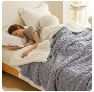 Warm Wool Coral Fleece Throw Blanket Rieworkes
