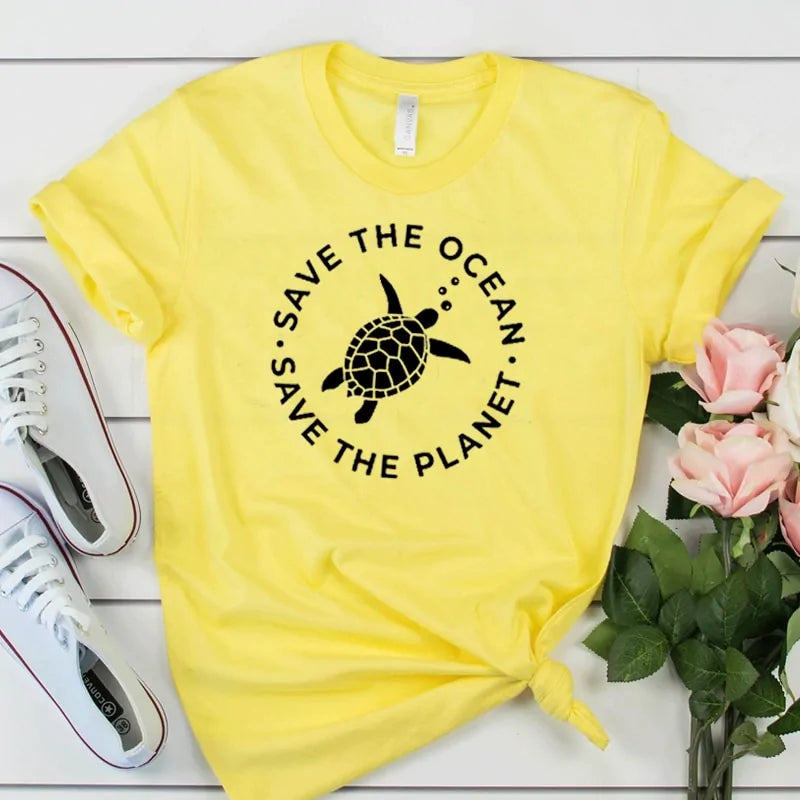 The Planet Protect Environment Summer Woman T-shirt Cotton Rieworkes