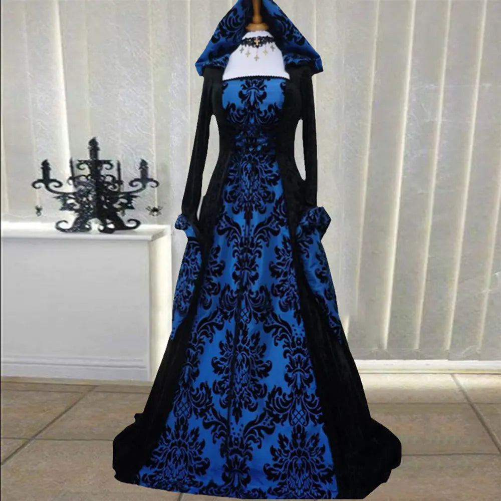2019 Vintage Style Long Sleeve Hooded Dress Mimarta