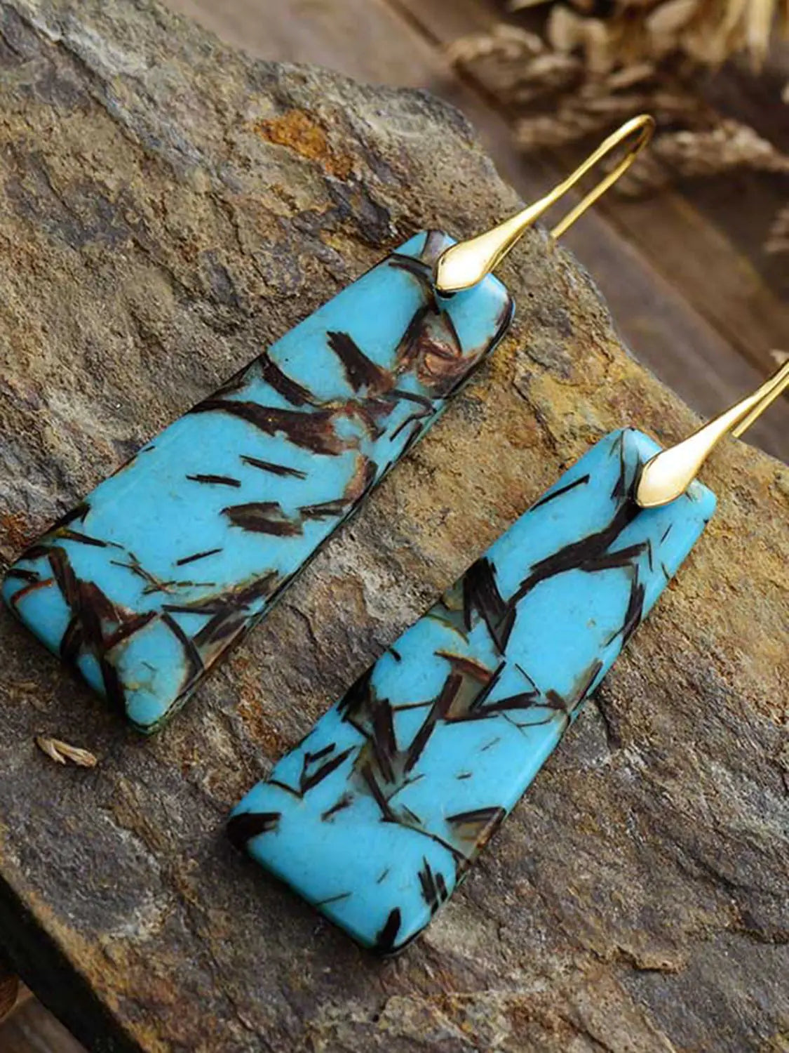 Geometrical Shape Imperial Jasper Dangle Earrings Rieworkes