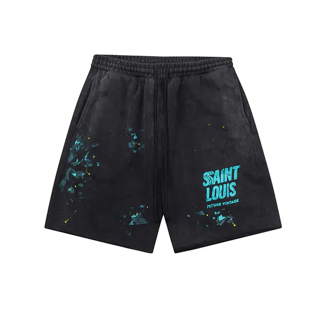 SAINT LOUIS Handmade Ink Spray Retro Style Shorts Mimarta