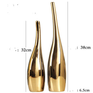 Nordic Gold Plating Ceramic Vases Model Room Home Decor Rieworkes
