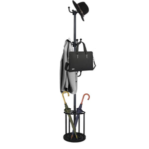 WeGXY Solid Coat Rack Freestanding Coat Rack Stand with Umbrella Holder Coat Tree Coat Hanger Stand with 12 Hooks for Clothes Bag Hats Used in Bedroom Office Living Room Entryway-Black Rieworkes
