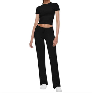 Solid Color T-shirt Casual Pants Suit Rieworkes