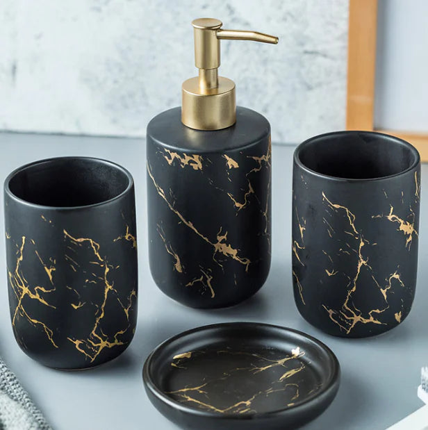 Nordic Luxury Marble Ceramic Bathroom Set (5 Pieces) Mimarta