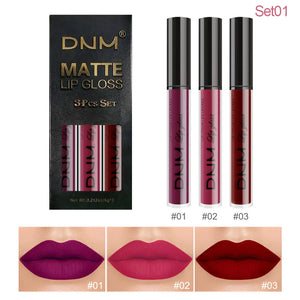 DNM Non-Stick Lip Gloss 3-Piece Set - Matte Metallic Mimarta
