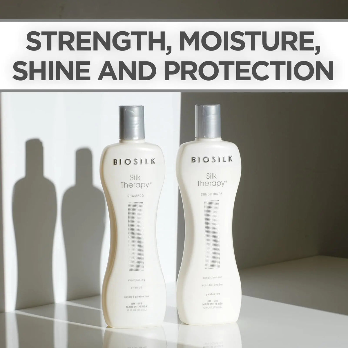 BioSilk Silk Therapy Duo Set Shampoo & Conditioner, Gentle Cleansing Haircare For Amazing Shine, Sulfate, Paraben, & Cruelty-Free, 12 Oz (Pack of 2) Rieworkes