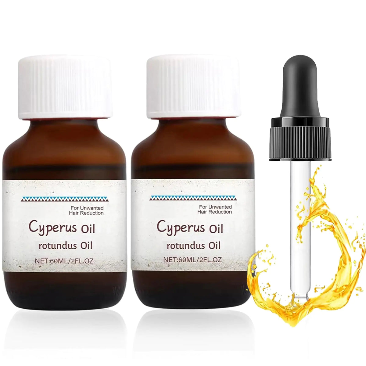 enttgo 2PCS Cyperus Oil Cyperus Oil for Hair Removal Natural Rotundus Oil with Dropper Reducing Body Hair Growth Topical Oil Mimarta