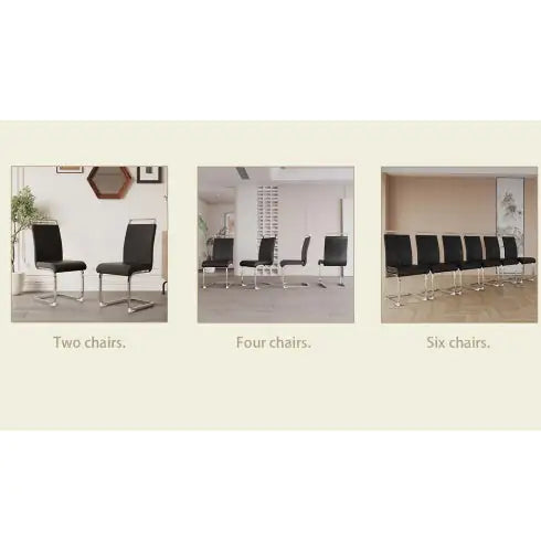 Modern Dining Chairs,PU Faux Leather High Back Upholstered Side Chair With C-shaped Tube Plating Metal Legs For Dining Room Kitchen Vanity Patio Club Guest Office Chair Set Of 4 Rieworkes