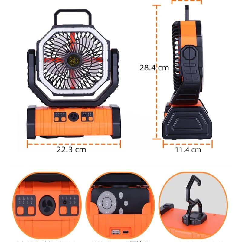Outdoor Household Power Bank LED Light Camping Fan Mimarta
